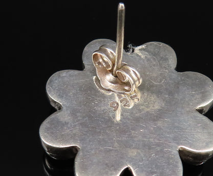 925 Silver  Vintage Turquoise Charoite & Spiny Flower Stud Earrings  EG12214