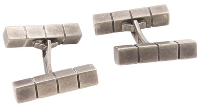 925 Sterling Silver Vintage Cufflinks DENMARK Modernist Geometric Blocks  TR4148