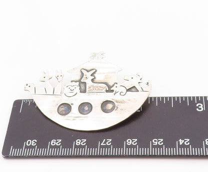 925 Sterling Silver Vintage Brooch Pin MEXICO Noah's Ark Animal Figure  BP12498
