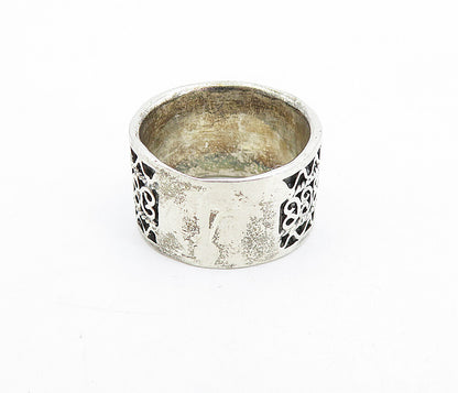 925 Sterling Silver  Vintage Oxidized Wavy Swirl Detail Band Ring Sz 6  RG5136