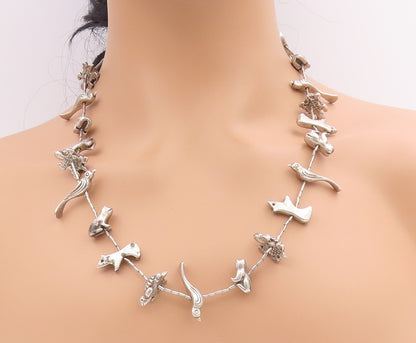 925 Sterling Silver Vintage Necklace Classic Animal Fetish Design Chain  NE4739