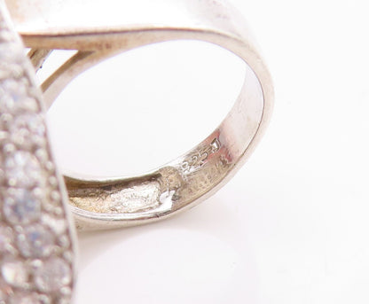 925 Sterling Silver Vintage Ring Brutalist CZ Inlay Disk  Sz 6  RG32836