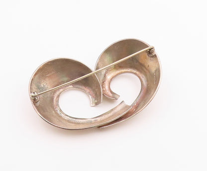 ZINA 925 Sterling Silver  Vintage Shiny Swirl Design Brooch Pin  BP8197