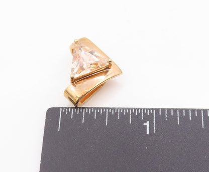 925 Sterling Silver Vintage Pendant Gold Plated Champagne CZ Charm  PT24953
