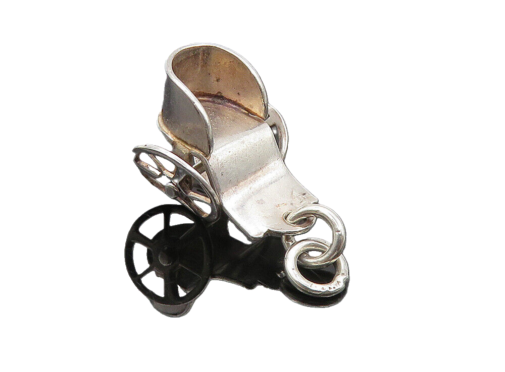 MEXICO 925 Sterling Silver  Vintage Petite Carriage Seat Drop Pendant  PT6947