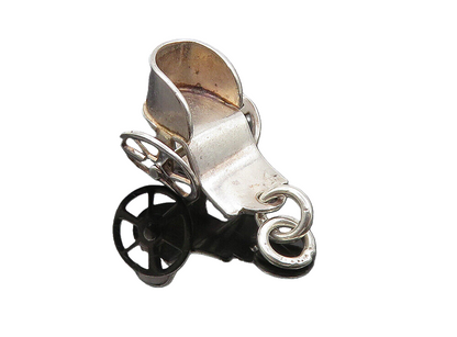 MEXICO 925 Sterling Silver  Vintage Petite Carriage Seat Drop Pendant  PT6947