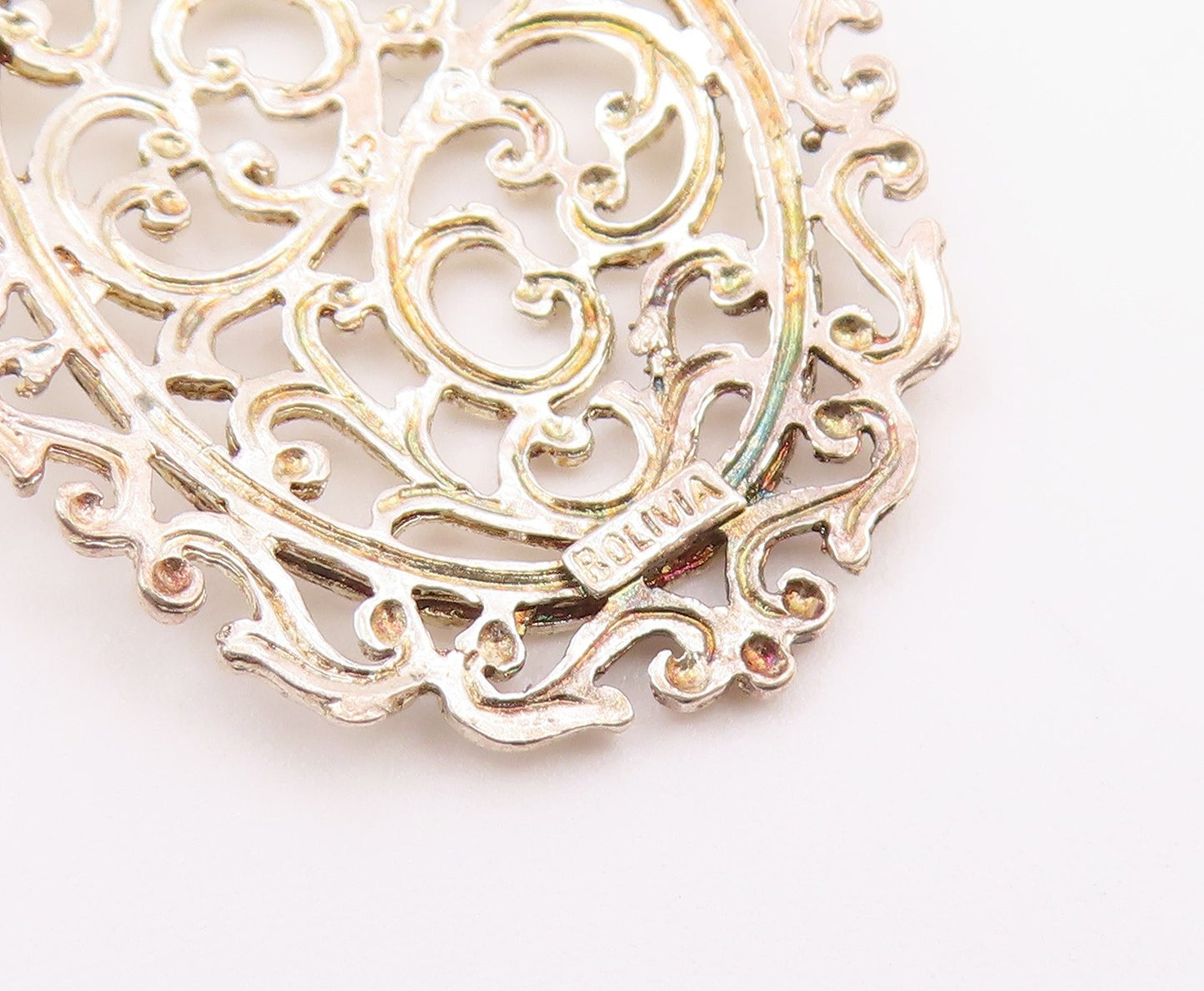 925 Sterling Silver   Vintage Dainty Scroll Swirl Drop Pendant  PT20605