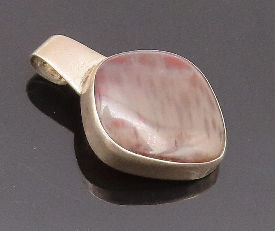 925 Sterling Silver Vintage Pendant Minimalist Square Cut Quartz  PT22637