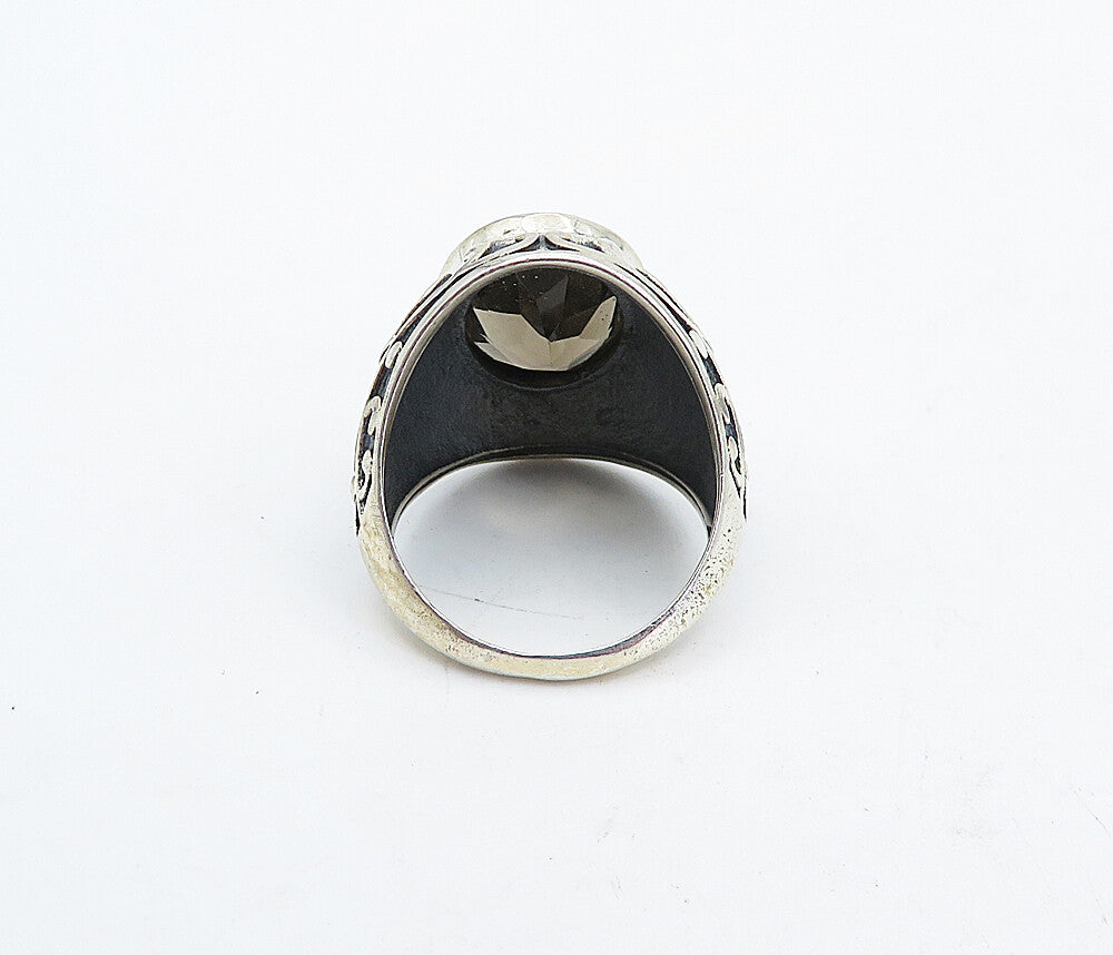 925 Sterling Silver Vintage Smoky Topaz Swirl Cocktail Ring Sz 7 RG4505