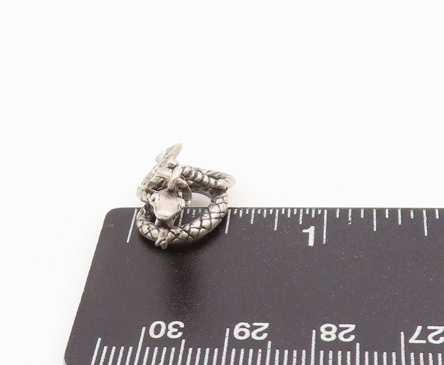 925 Sterling Silver Vintage Pendant Etched Bryce Canyon Coiled Snake  PT25226