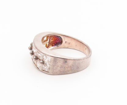 925 Sterling Silver Vintage Ring Square Cut CZ Double Row Band  Sz 8  RG35147