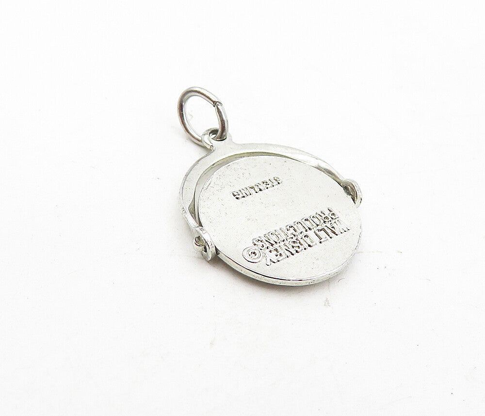 WALT DISNEY 925 Silver  Vintage Enamel Disney World Round Drop Pendant  PT6362