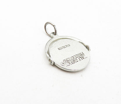 WALT DISNEY 925 Silver  Vintage Enamel Disney World Round Drop Pendant  PT6362