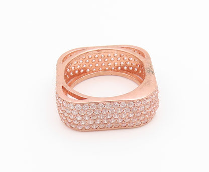 925 Sterling Silver Vintage Ring Rose Gold Plated CZ Square Band  Sz 7  RG33250