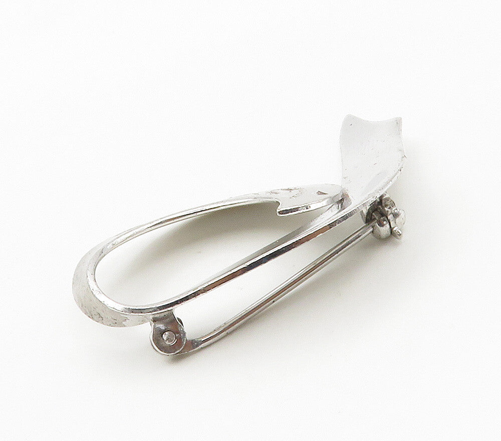 925 Sterling Silver  Shiny Etched Floral Vine Ribbon Motif Brooch Pin  BP6110