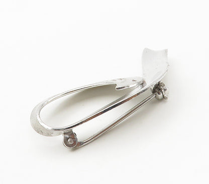 925 Sterling Silver  Shiny Etched Floral Vine Ribbon Motif Brooch Pin  BP6110
