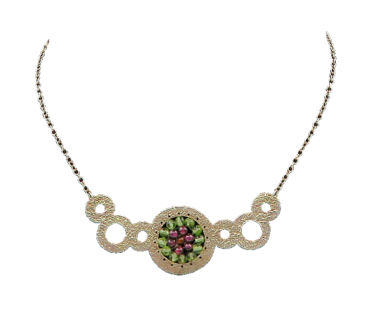 925 Silver  Vintage Amethyst Peridot & Carnelian Beads Chain Necklace  NE2830