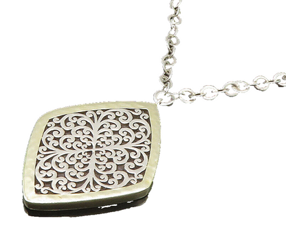 LOIS HILL 925 Silver  Vintage Shiny Two Tone Swirl Chain Necklace  NE3578