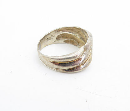 925 Sterling Silver  Vintage Shiny Fluted Detail Petite Band Ring Sz 6  RG5354
