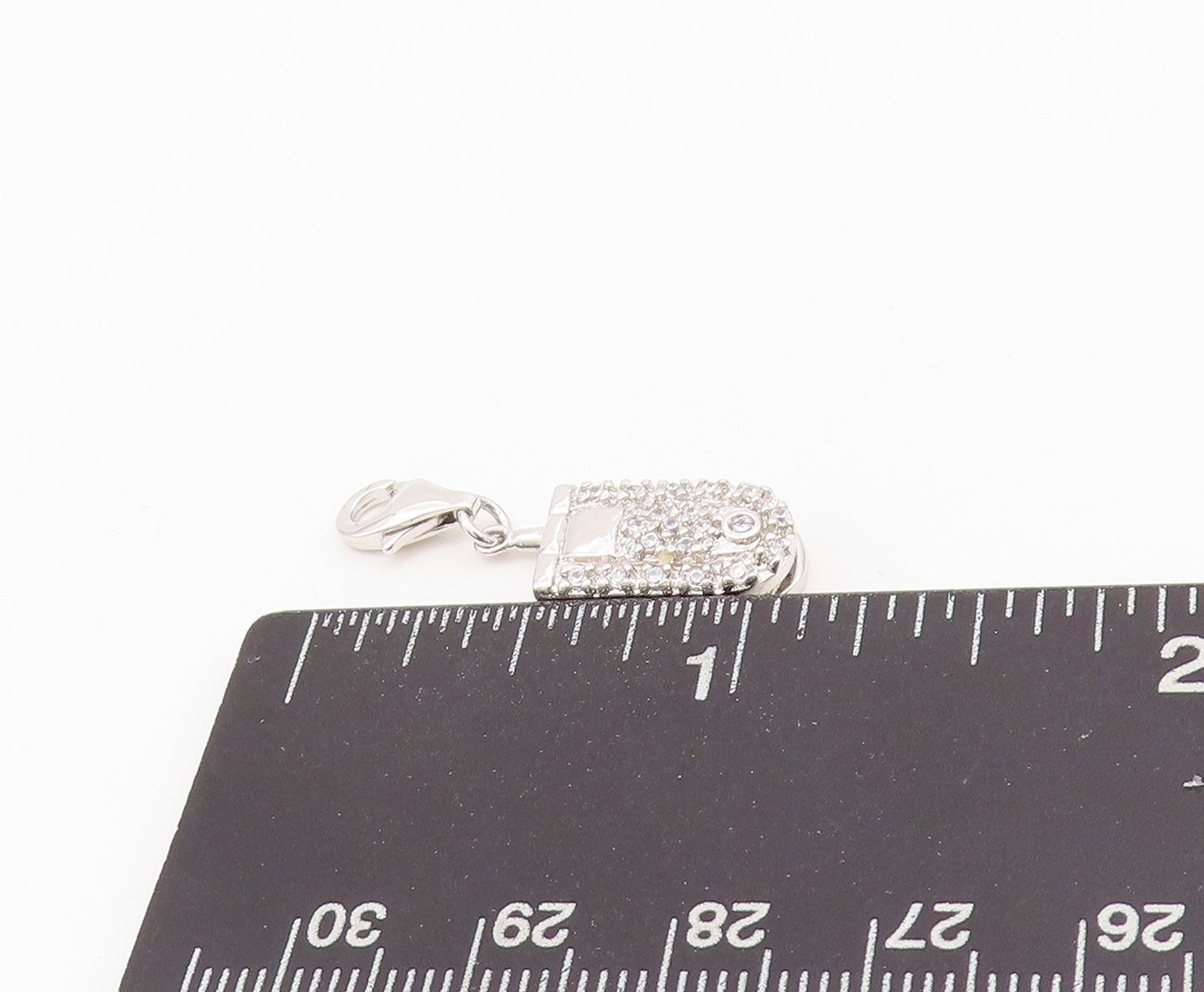 925 Sterling Silver Vintage Pendant Antique CZ Flip Cell Phone OPENS  PT24309