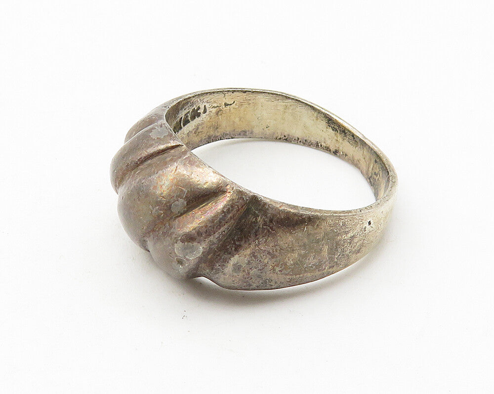 MEXICO 925 Sterling Silver  Vintage Dark Tone Dome Band Ring Sz 9  RG10578