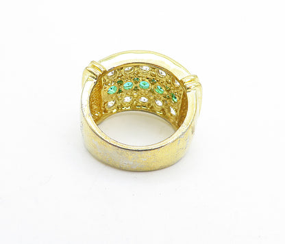 925 Sterling Silver  Topaz & Cubic Zirconia Gold Plated Band Ring Sz 5  RG5290