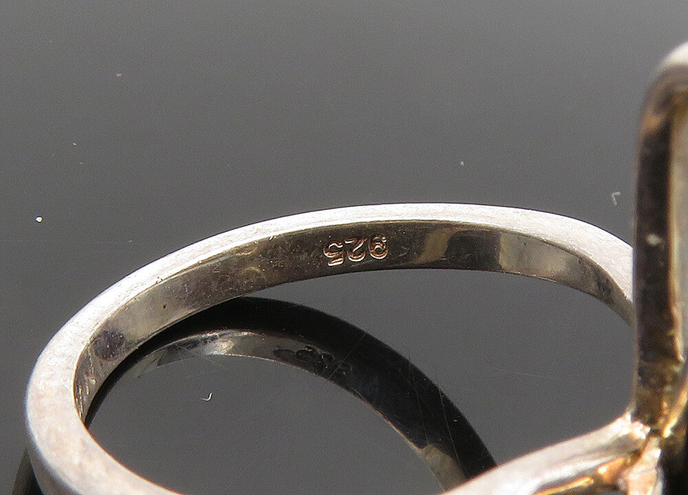925 Sterling Silver  Vintage Religious Cross Ribbon Band Ring Sz 6  RG21360