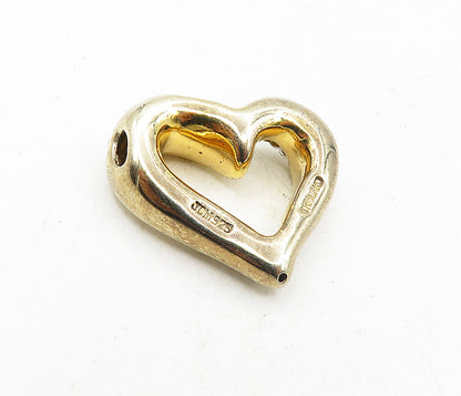 925 Sterling Silver  Cubic Zirconia Gold Plated Love Heart Pendant  PT6629