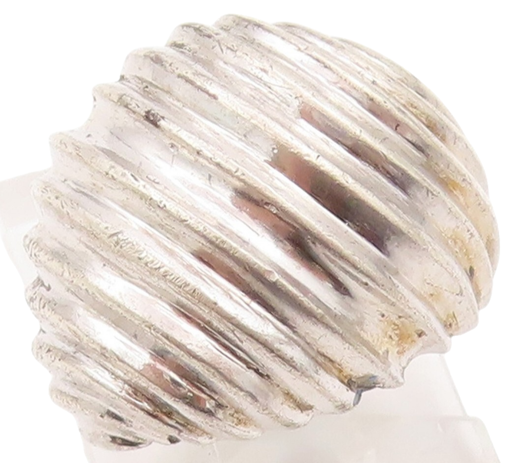 925 Sterling Silver Vintage Ring Domed Designer Grooved  Sz 3  RG31789