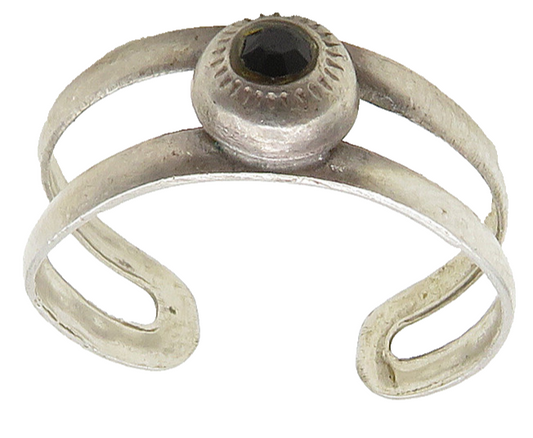 925 Silver Vintage Black Hematite Split Band Ring Sz 6 RG16256