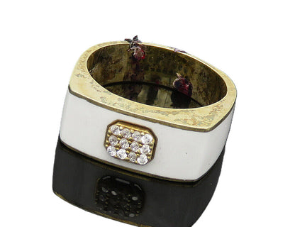 925 Sterling Silver  Petite Topaz Enamel Coated Dome Band Ring Sz 8  RG17327