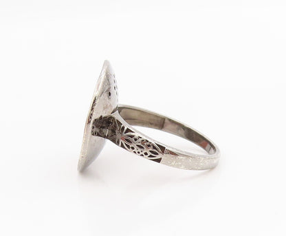 925 Sterling Silver Vintage Ring Real Diamonds Floral Lily Band  Sz 7.5  RG34234