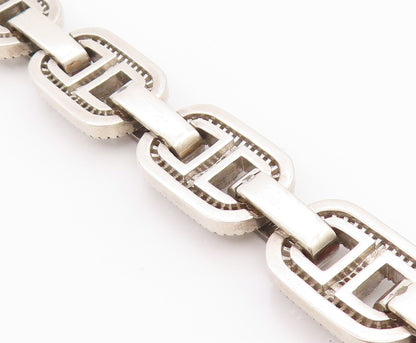925 Sterling Silver Vintage Bracelet Topaz Baguette Mariner Link Chain  BT11305