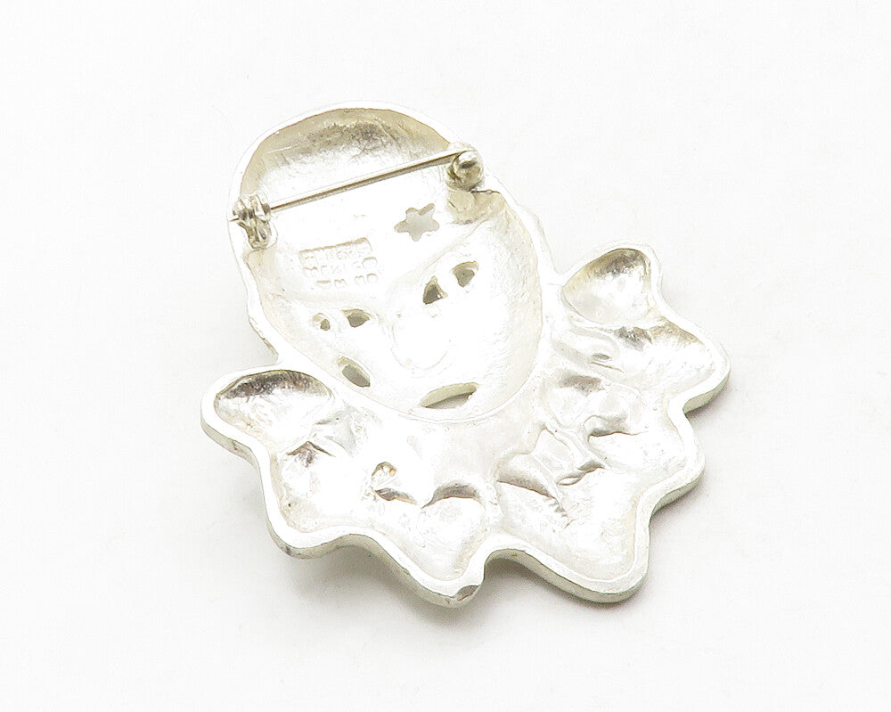 MEXICO 925 Sterling Silver  Vintage Clown Face Cutout Star Brooch Pin  BP5080