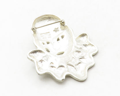 MEXICO 925 Sterling Silver  Vintage Clown Face Cutout Star Brooch Pin  BP5080