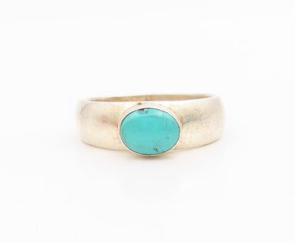 925 Sterling Silver Vintage Ring Classic Cabochon Turquoise Band  Sz 11  RG34890