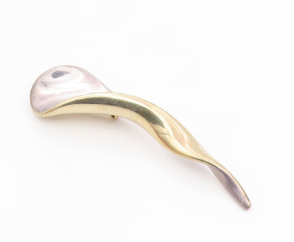 DESIGNER 925 Sterling Silver Vintage Shiny Two Tone Twist Brooch Pin  BP4047