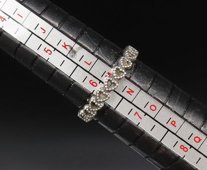 PANDORA 925 Silver  Vintage Dainty Open Love Heart Band Ring Sz 6  RG25959