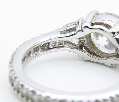 925 Sterling Silver  Cubic Zirconia Solitaire With Accents Ring Sz 7  RG8328