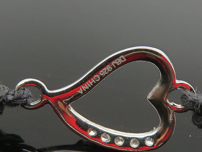 925 Silver  Cubic Zirconia Love Heart Adjustable Friendship Bracelet  BT1019