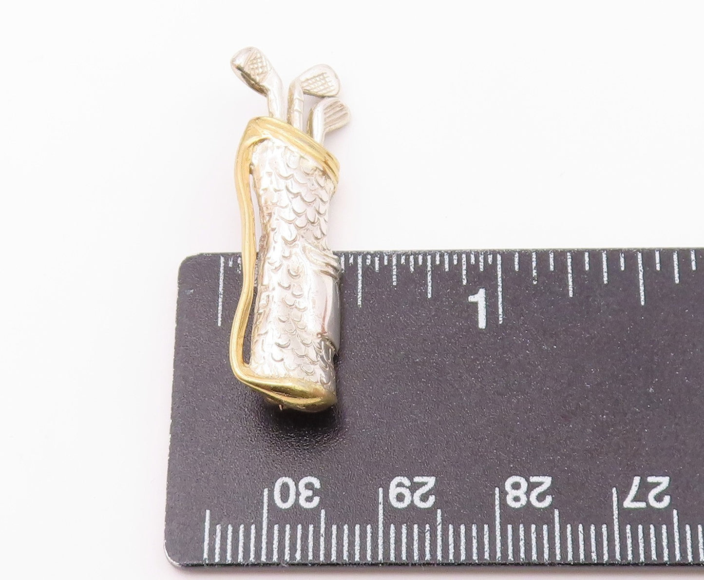 925 Sterling Silver  Vintage Shiny Two Tone Golf Clubs Brooch Pin  BP9278