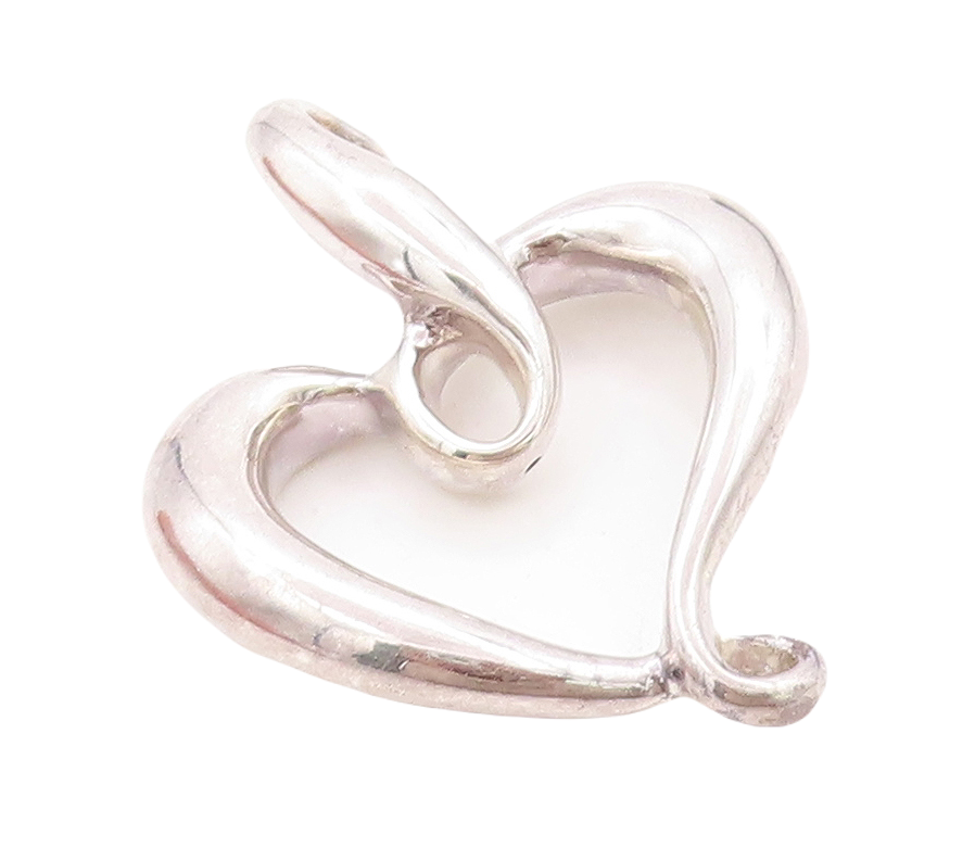925 Sterling Silver Vintage Pendant Modernist Swirled Cutout Heart  PT23875