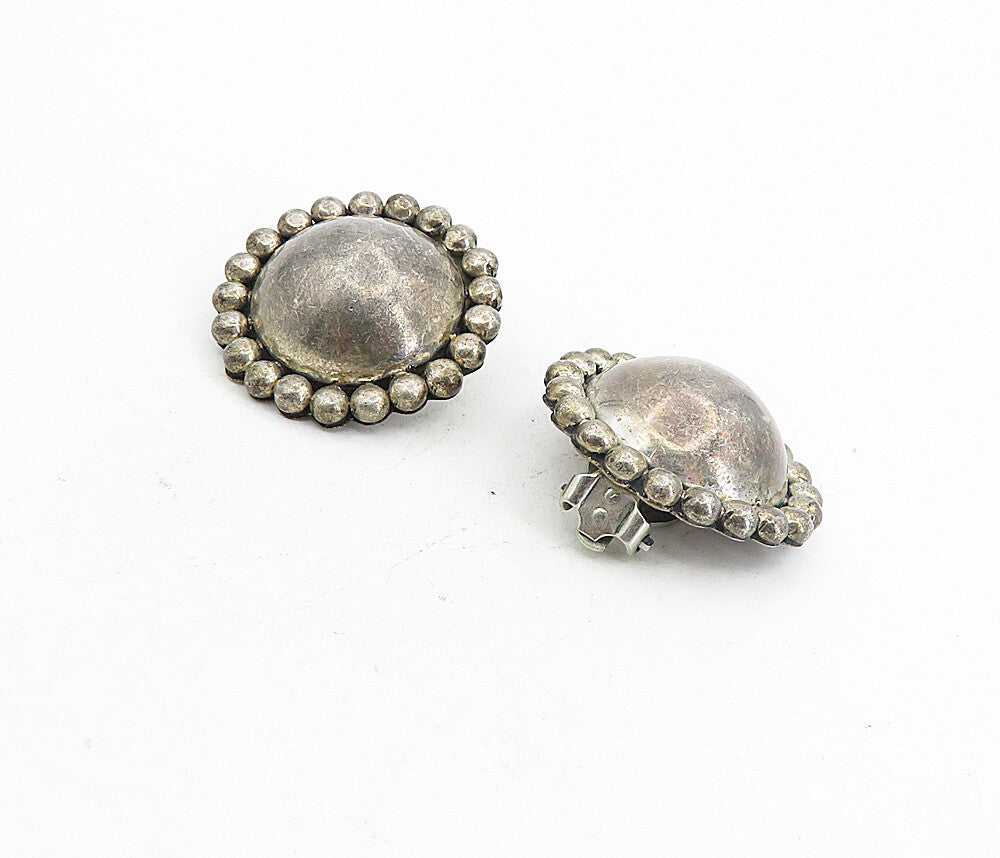 CRJ 925 Sterling Silver  Vintage Floral Dome Non Pierce Drop Earrings  EG4489