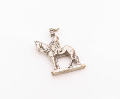 925 Sterling Silver  Vintage Shiny Woman On Horse Drop Pendant  PT17430