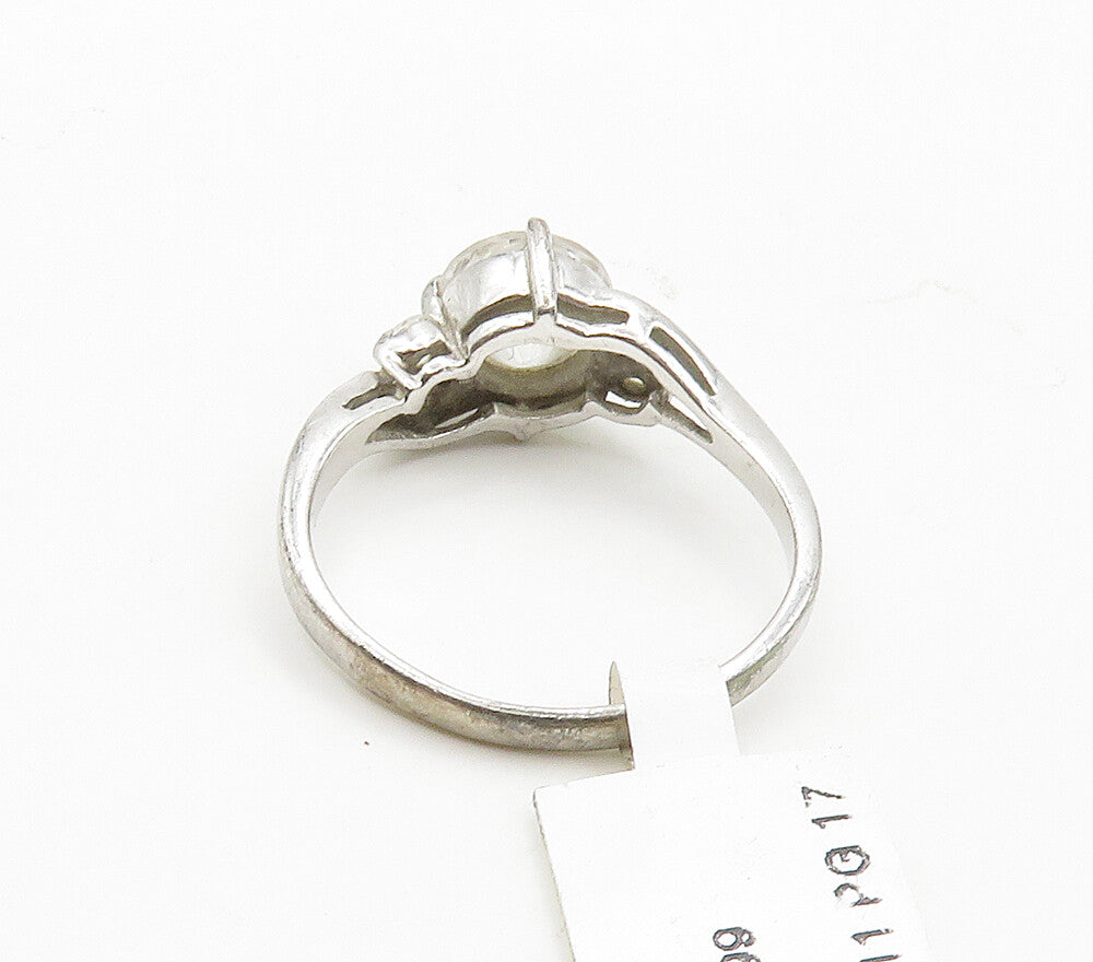 925 Sterling Silver Vintage Cubic Zirconia Smooth Band Ring Sz 9 RG16051