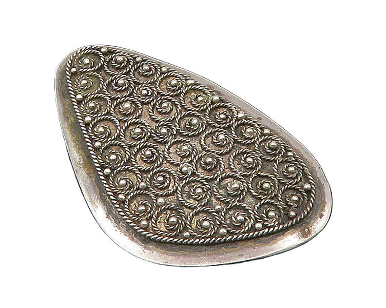 ISRAEL 925 Sterling Silver  Vintage Shiny Twist Patterned Brooch Pin  BP8562