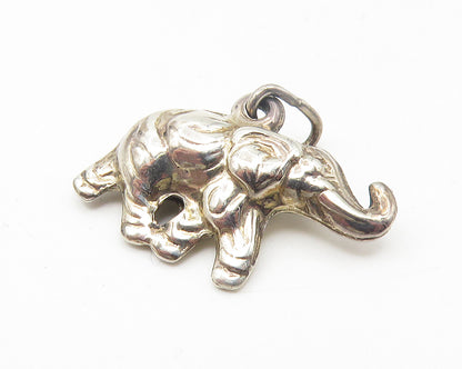 925 Sterling Silver  Vintage Shiny Hollow Elephant Motif Drop Pendant  PT8967