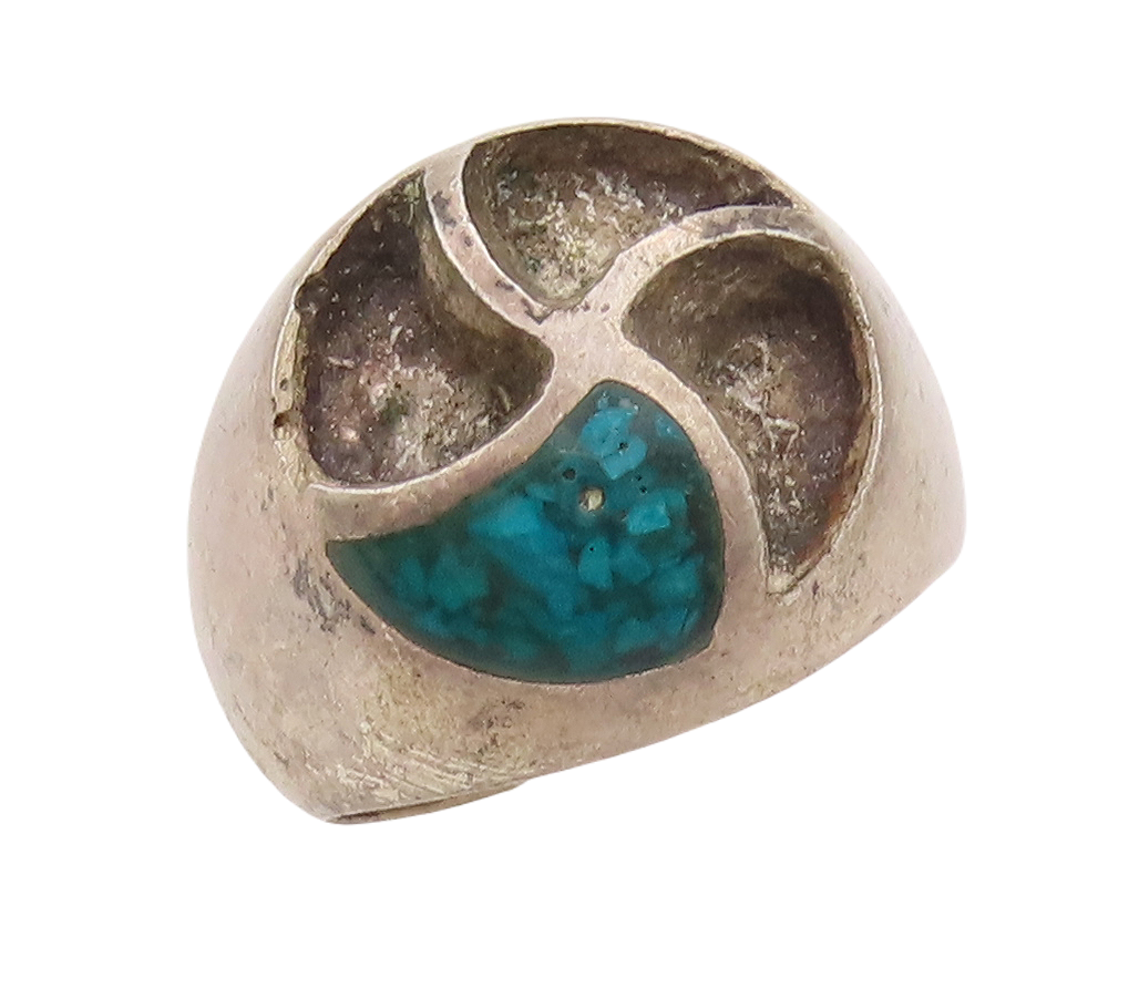 925 Sterling Silver Vintage Ring DAMASO GALLEGOS Solid Fan Cutout Sz 9.5 RG28939