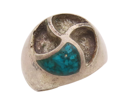 925 Sterling Silver Vintage Ring DAMASO GALLEGOS Solid Fan Cutout Sz 9.5 RG28939