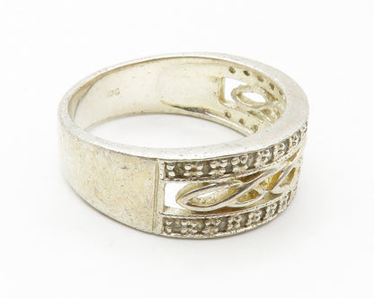 925 Sterling Silver  Genuine Diamonds Pretzel Knot Band Ring Sz 7  RG14485